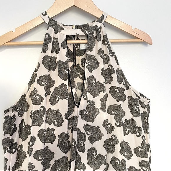 A.L.C. 100% Silk Lil White Paisley Sleeveless Top Zipper Back Size S - Picture 5 of 10